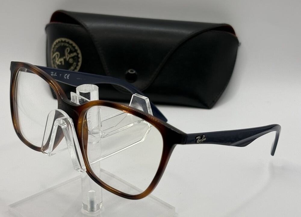Ray-Ban RB7066 5585 Eyeglasses 54-17-145 Light Havana Blue Frame w/ Case